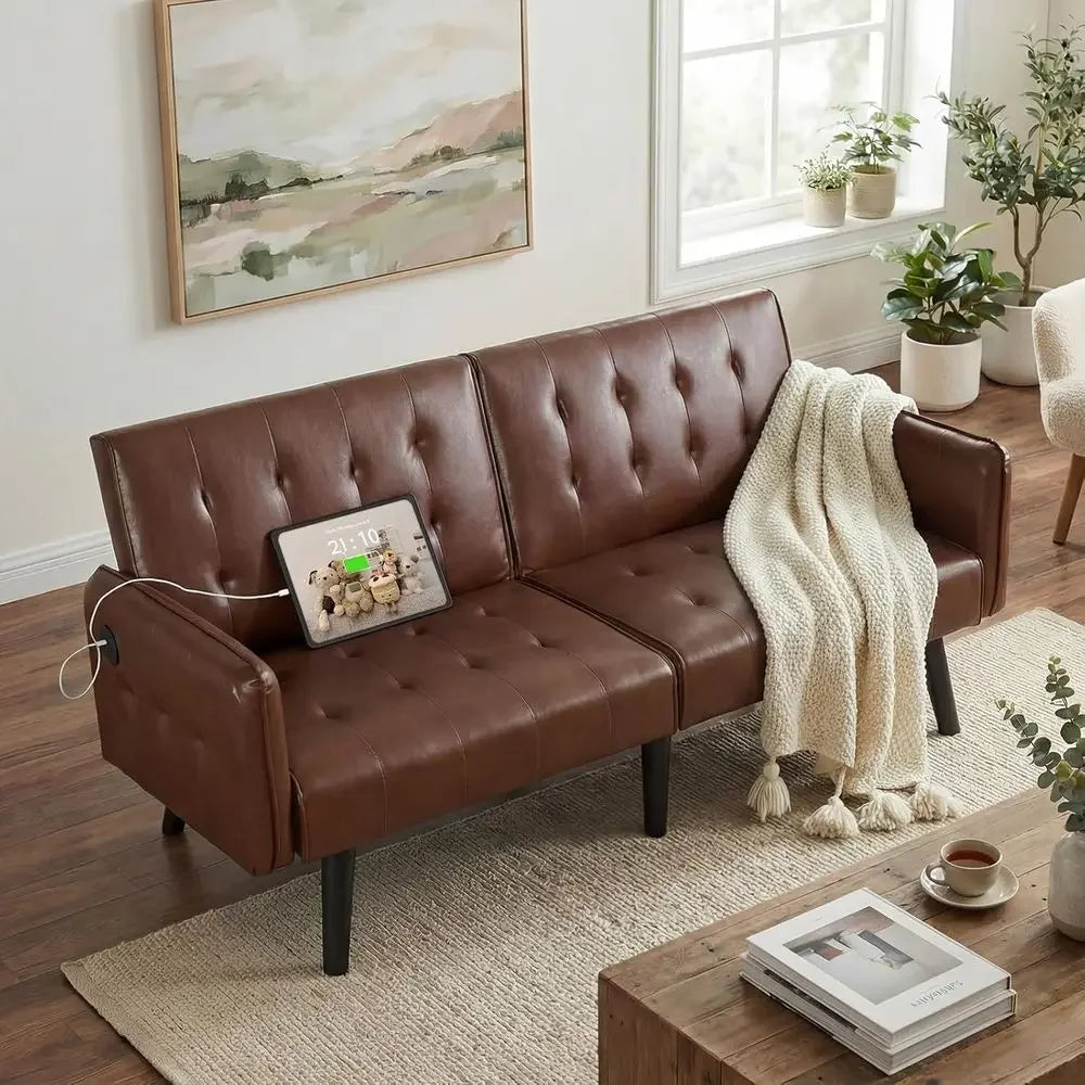 Solene Leather Sleeper Sofa