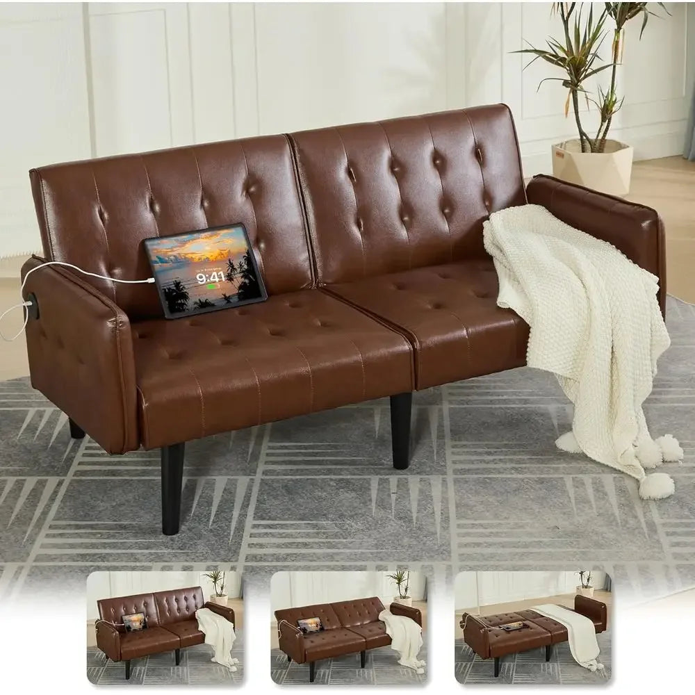 Solene Leather Sleeper Sofa