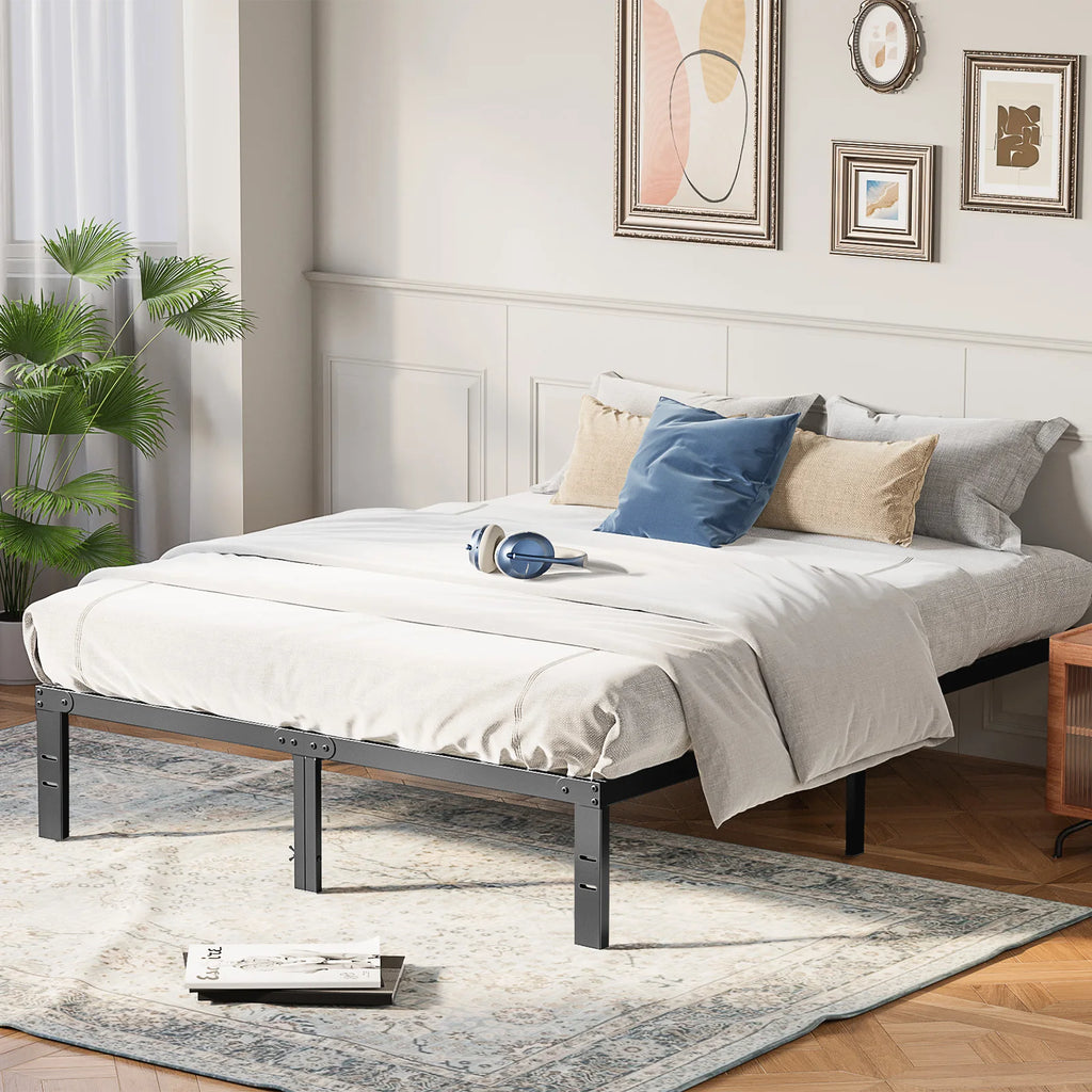 Ivory Metal Platform Bed