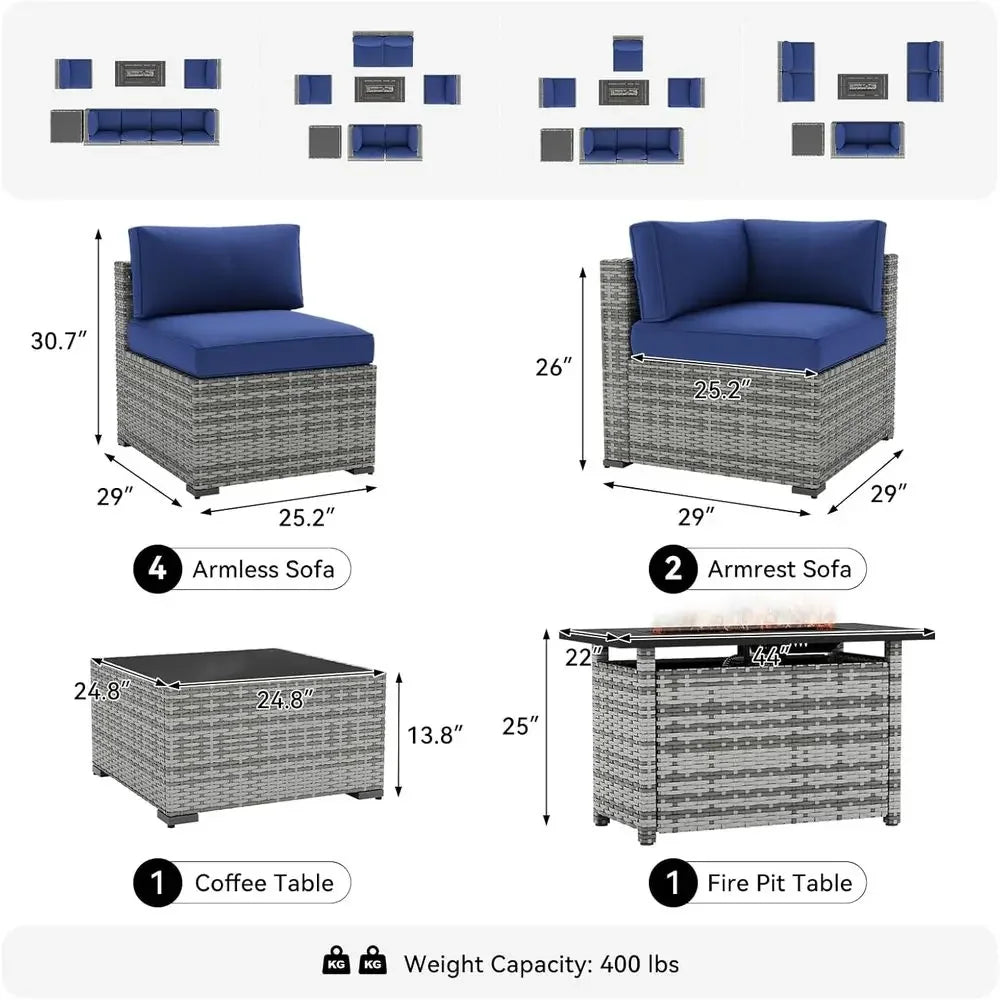 Capri 8-Piece Fire Pit Sectional