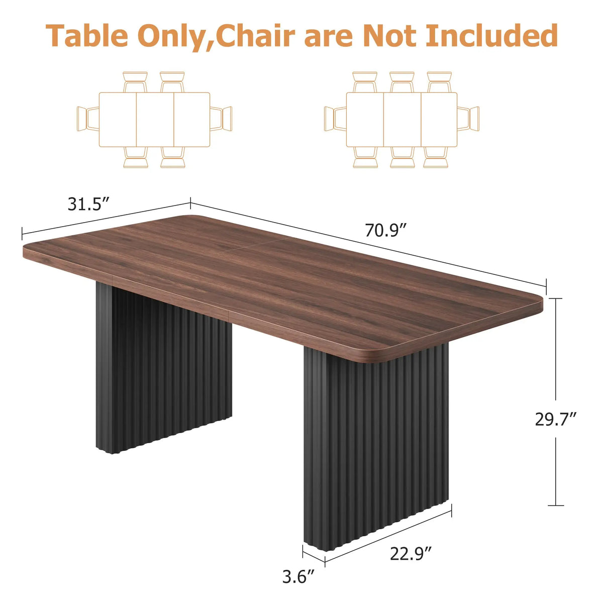 Elio 71-Inch Fluted Dining Table