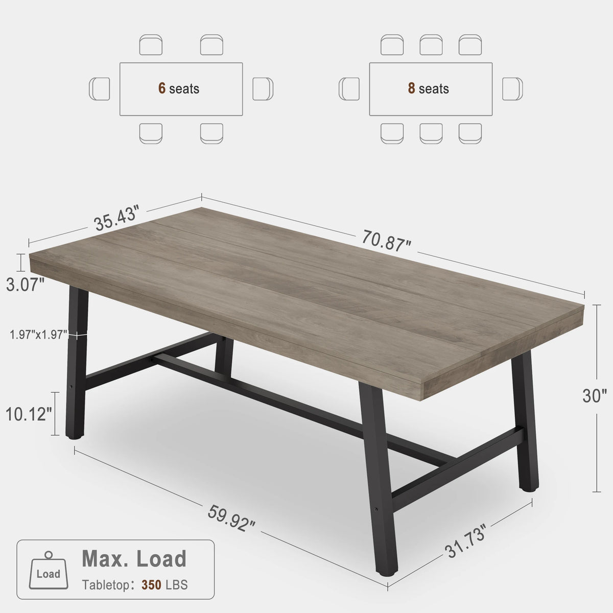 Tess Industrial Dining Table