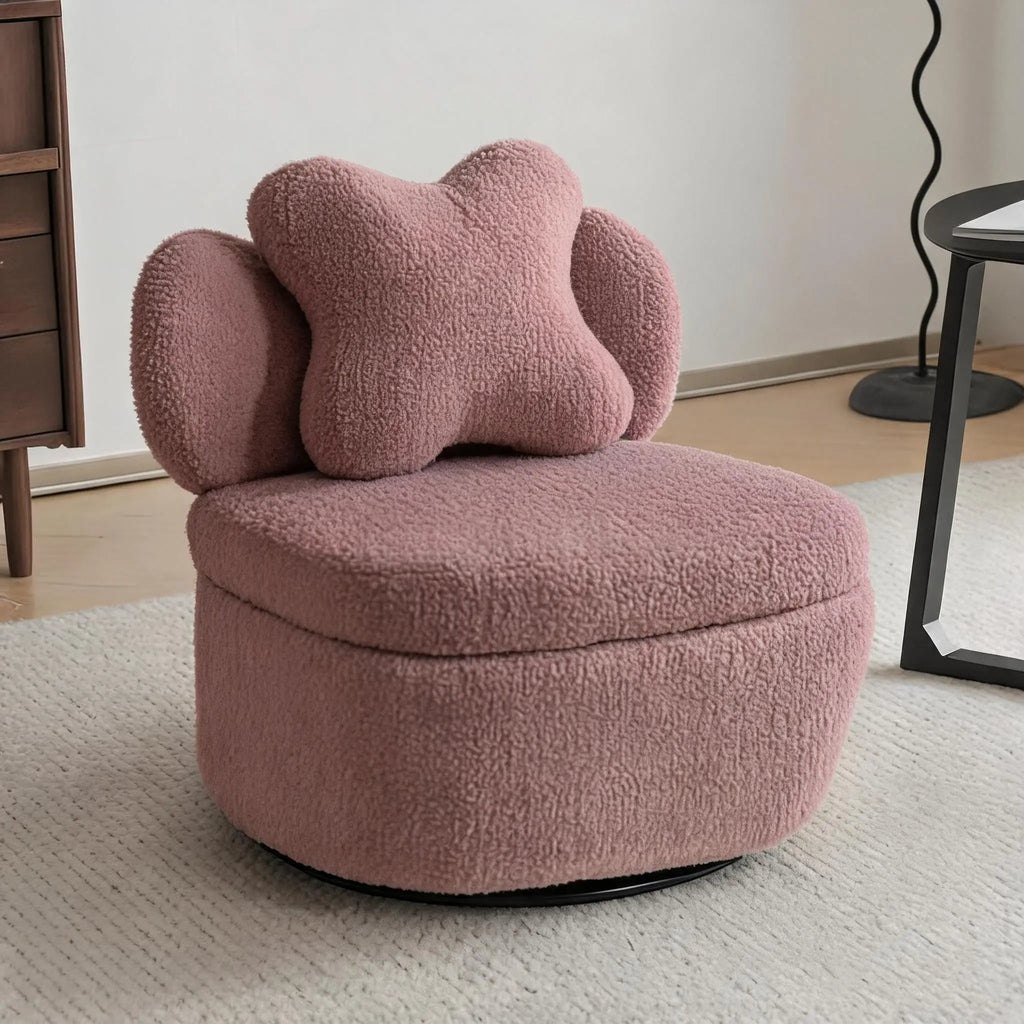 Ilana Accent Chair in pink upholstery with rounded modern design