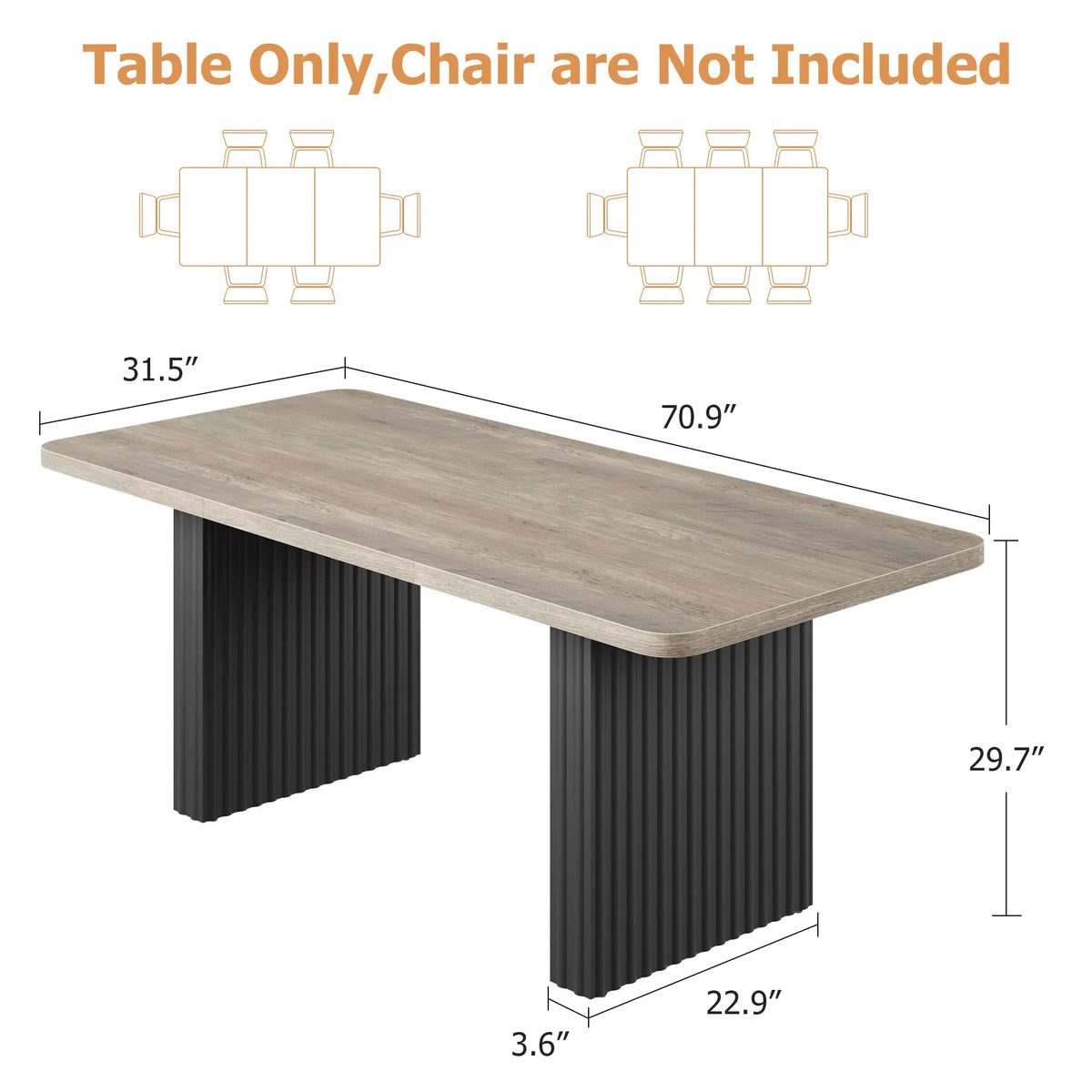 Elio 71-Inch Fluted Dining Table