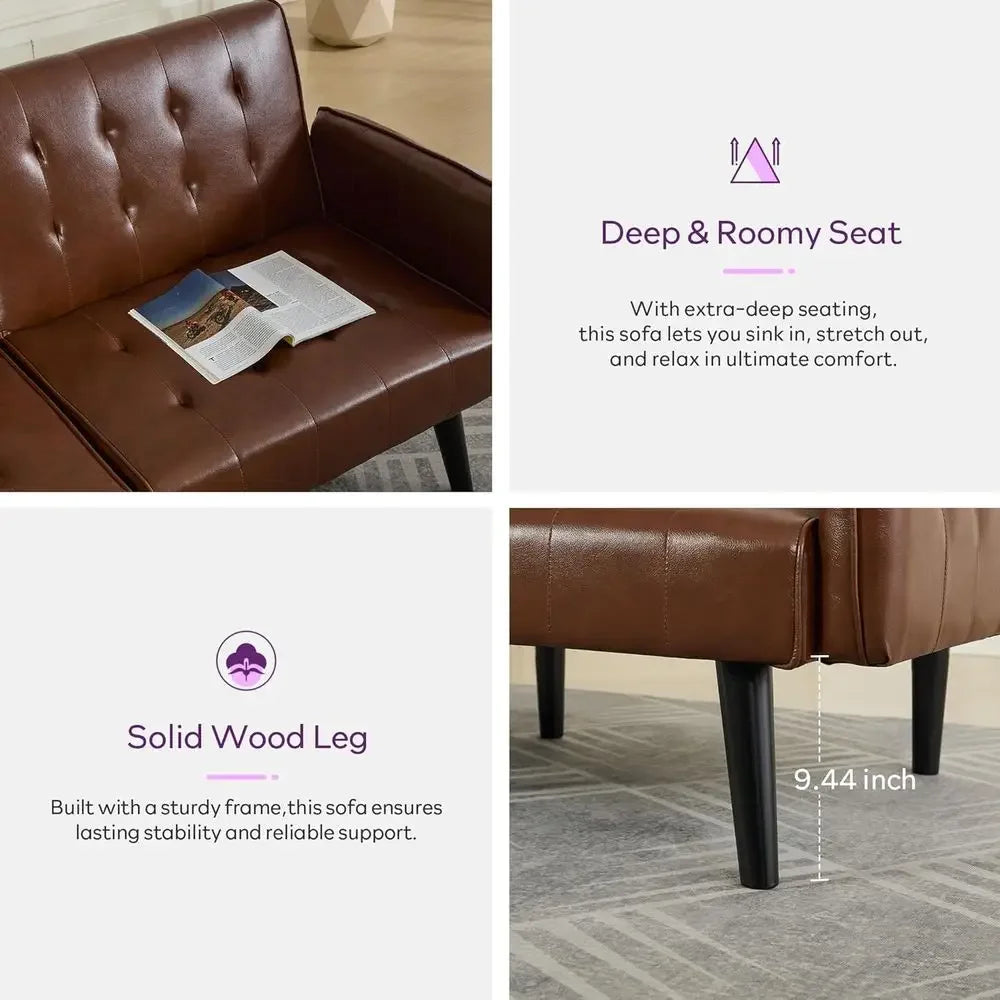 Solene Leather Sleeper Sofa