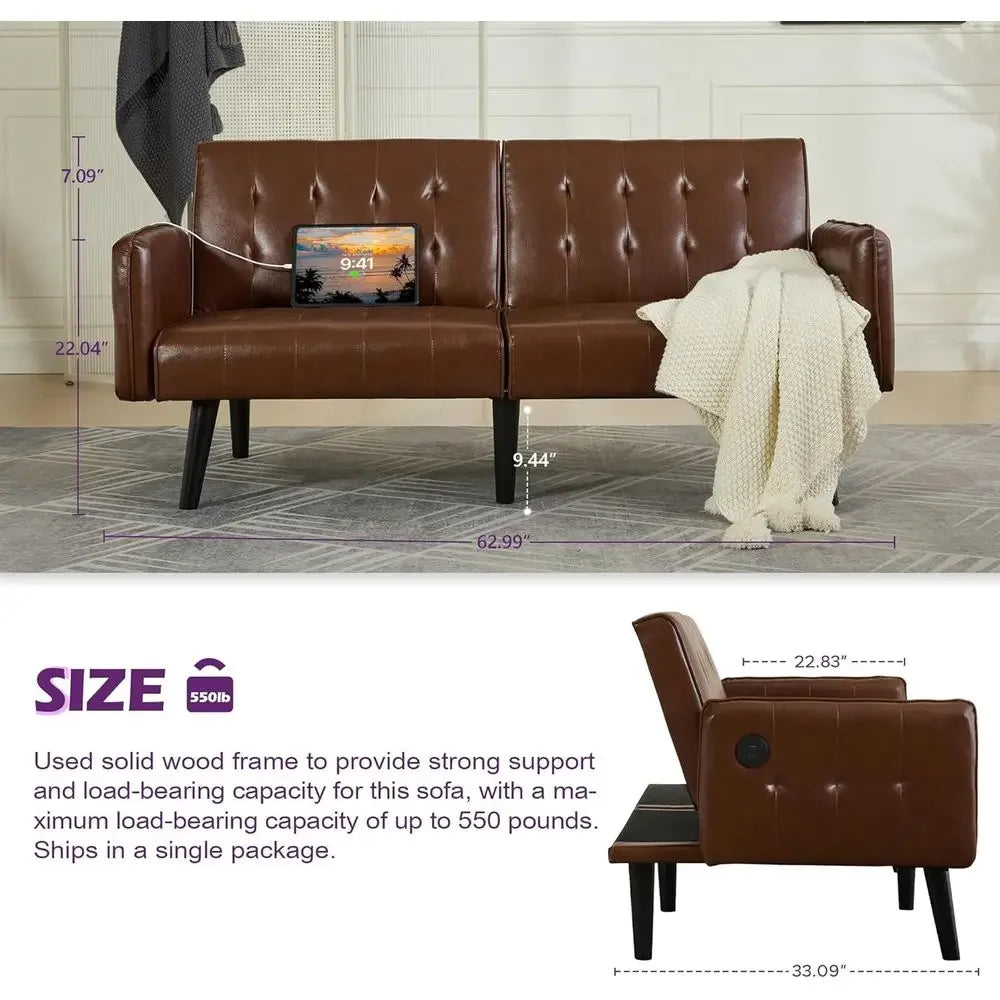 Solene Leather Sleeper Sofa