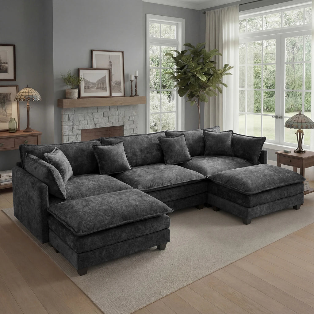 Maren cloud sectional in a dark gray color option